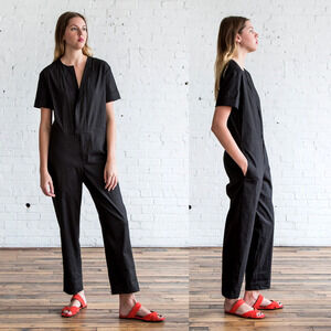 NEW! Etoile Isabel Marant 4 Nadela $550 Cotton Coveralls Linen Jumpsuit Black 36
